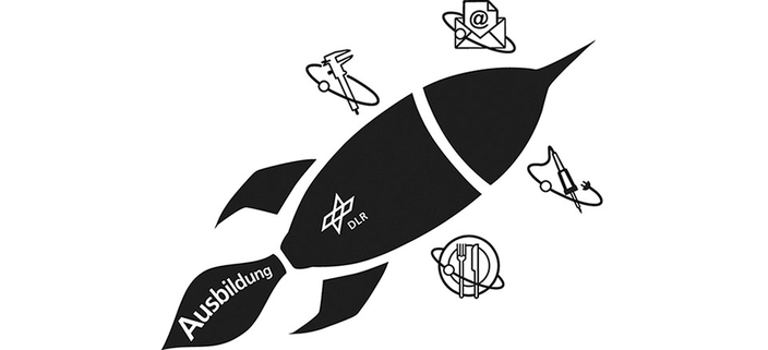 Rakete mit der Aufschrift Ausbildung und dem Logo des DLR Rakete mit der Aufschrift Ausbildung und dem Logo des DLR
