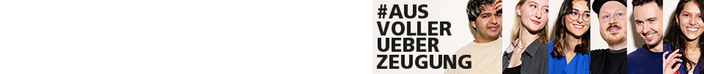 Bildcollage von sechs jungen Menschen, Bildaufschrift: #ausvollerüberzeugung Bildcollage von sechs jungen Menschen, Bildaufschrift: #ausvollerüberzeugung